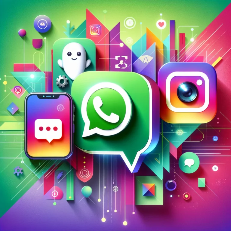 DALL·E 2024-06-20 22.46.57 - A vibrant and engaging featured image for a blog post titled 'Messenger (Chatbots)_ WhatsApp and Instagram